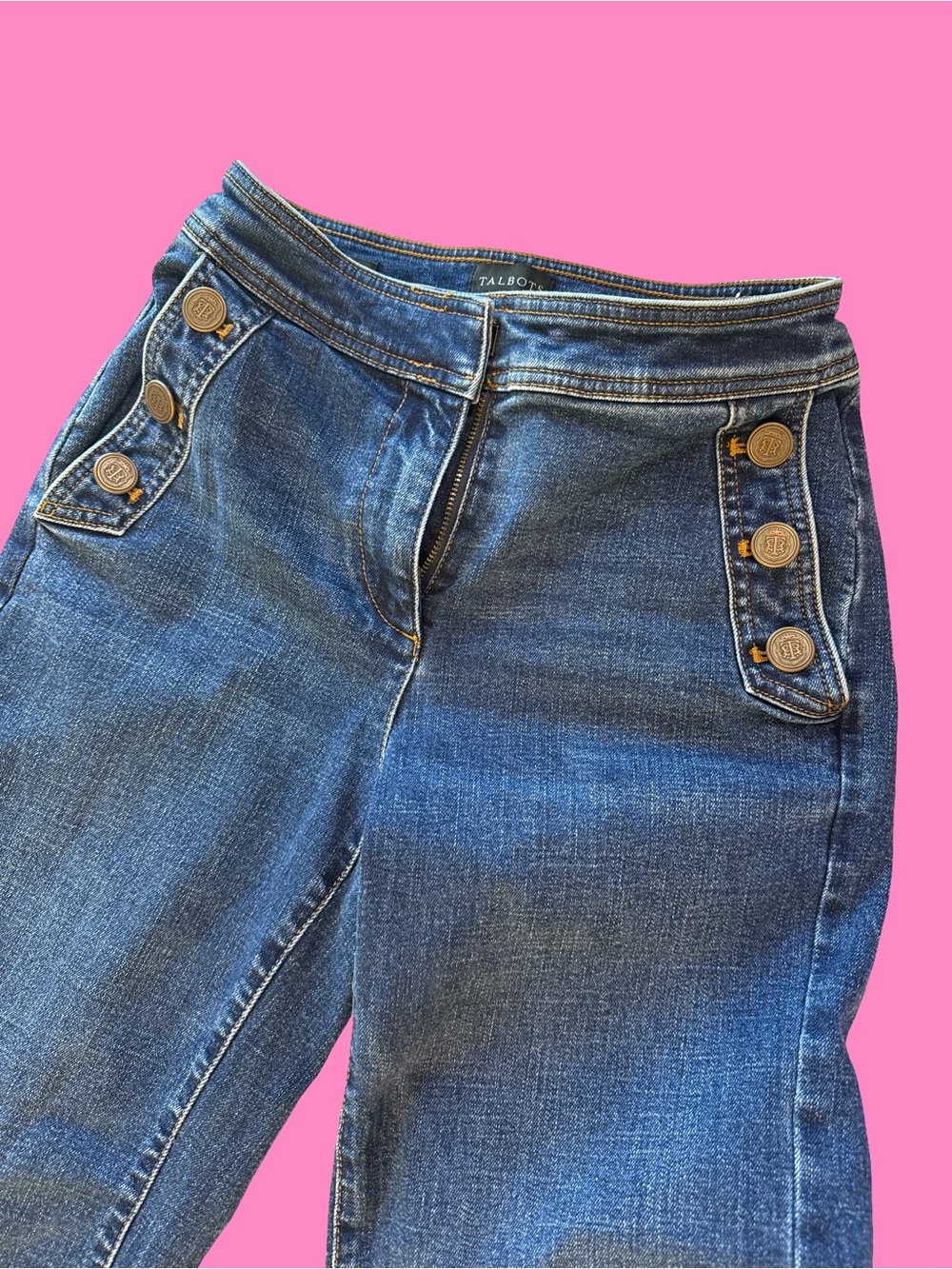 Talbots Indigo Wide-Leg Jeans with Button Detail